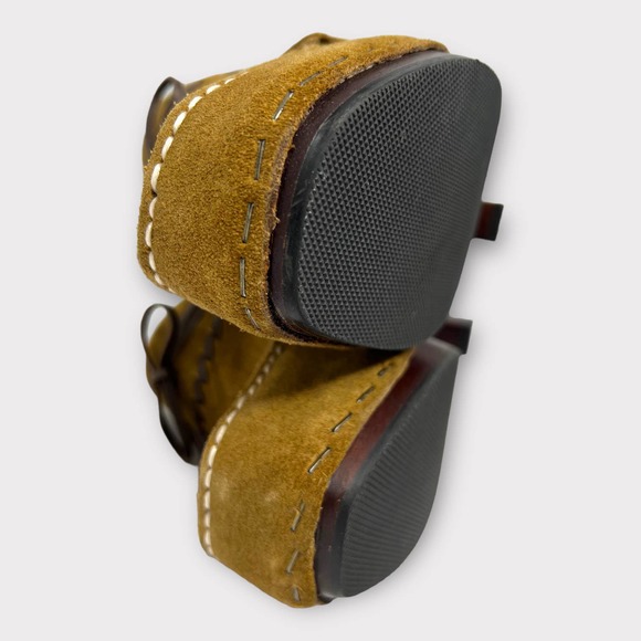 Frye (6.5) Lacey Suede Moccasin Slip-On Mule Heel Clog - Picture 9 of 12